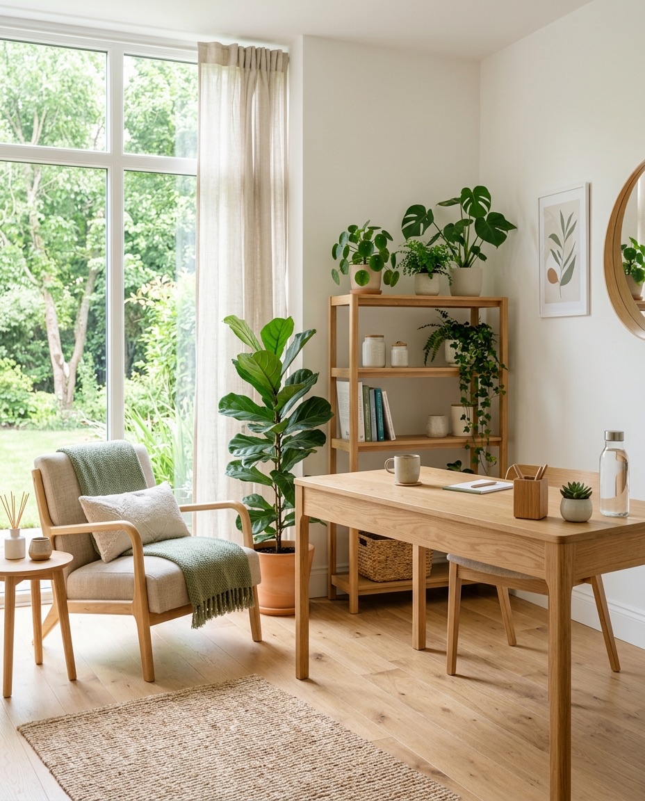 Heller Beratungsraum mit natürlichem Licht und Pflanzen