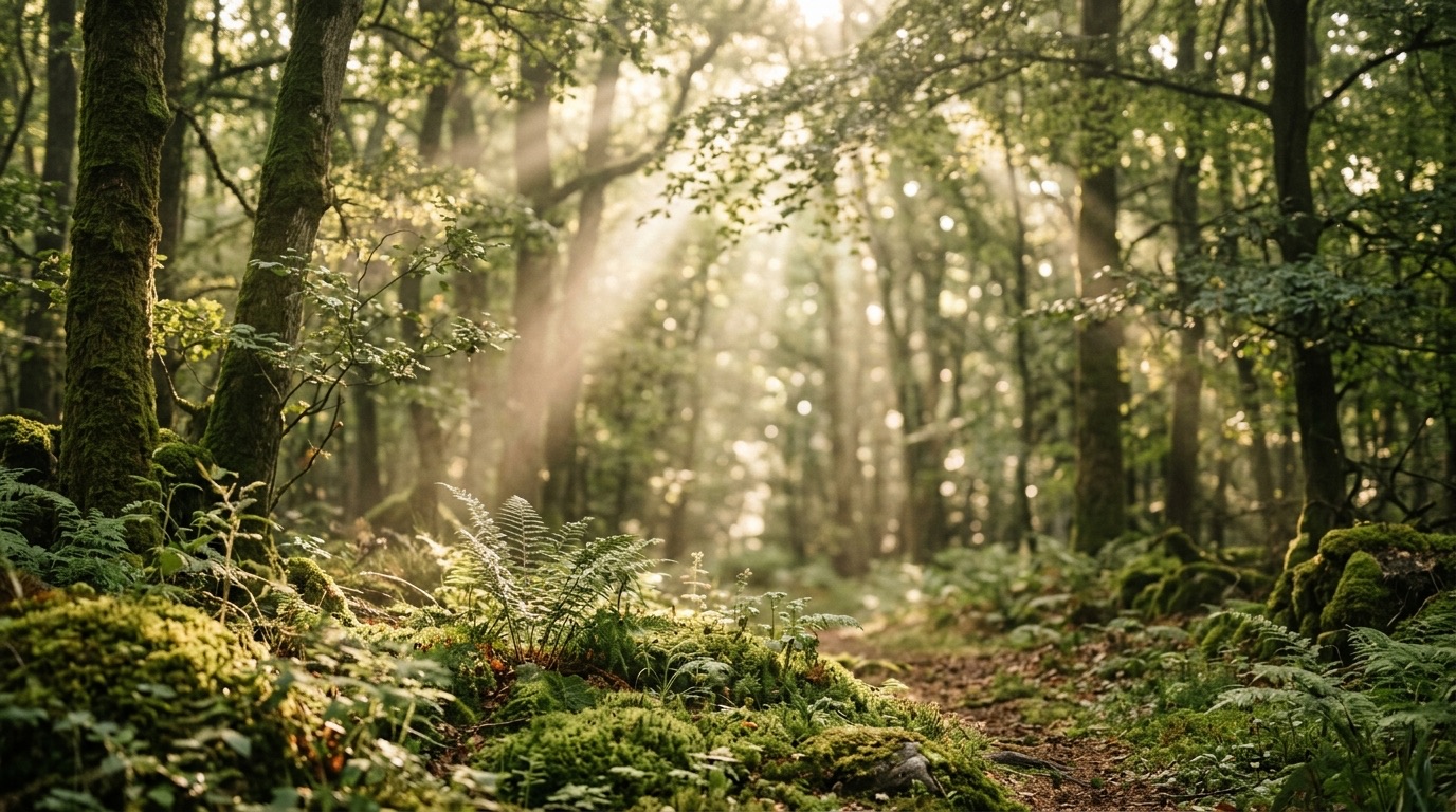 Morgenlicht im Wald – Atmosphäre der Ruhe und Naturverbundenheit